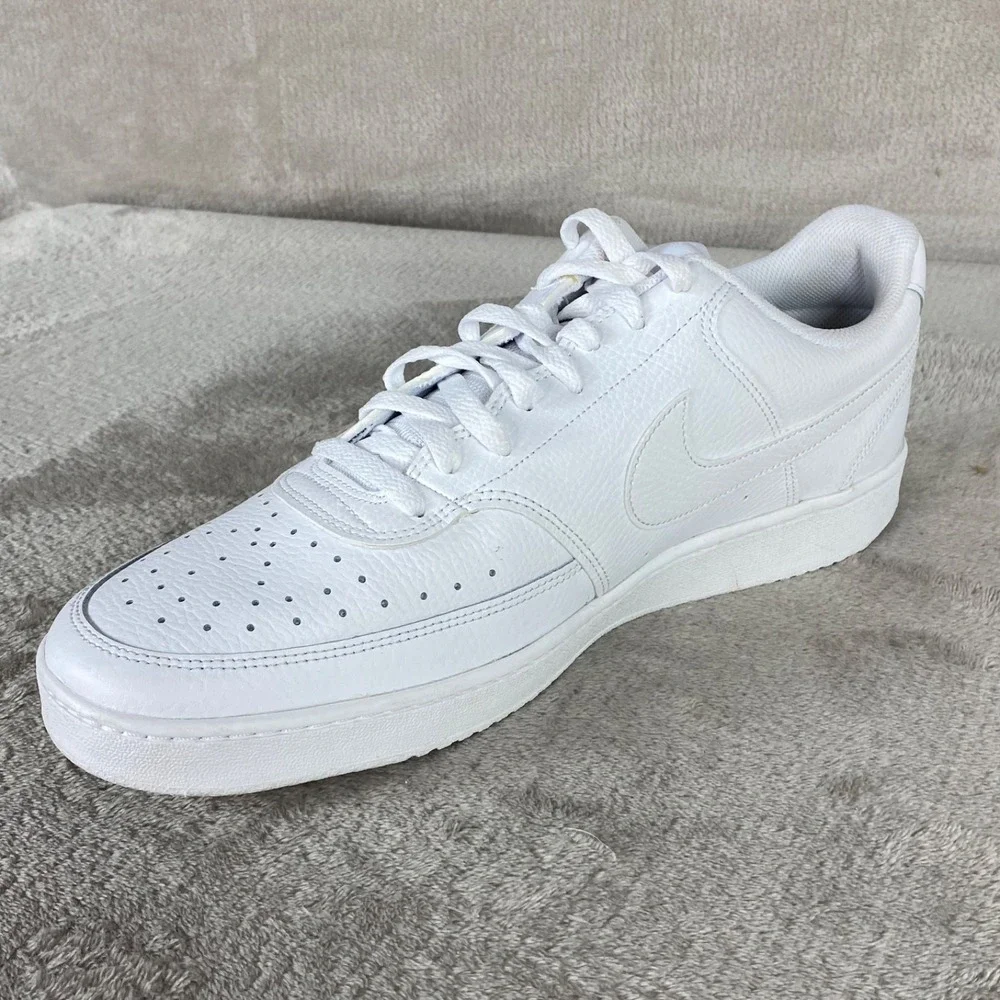Nike Court Vision Mens Sneakers Shoes Size 13 Triple White Leather NEW